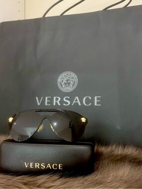 Versace Sunglasses with Medusa Logo in Black & Gold